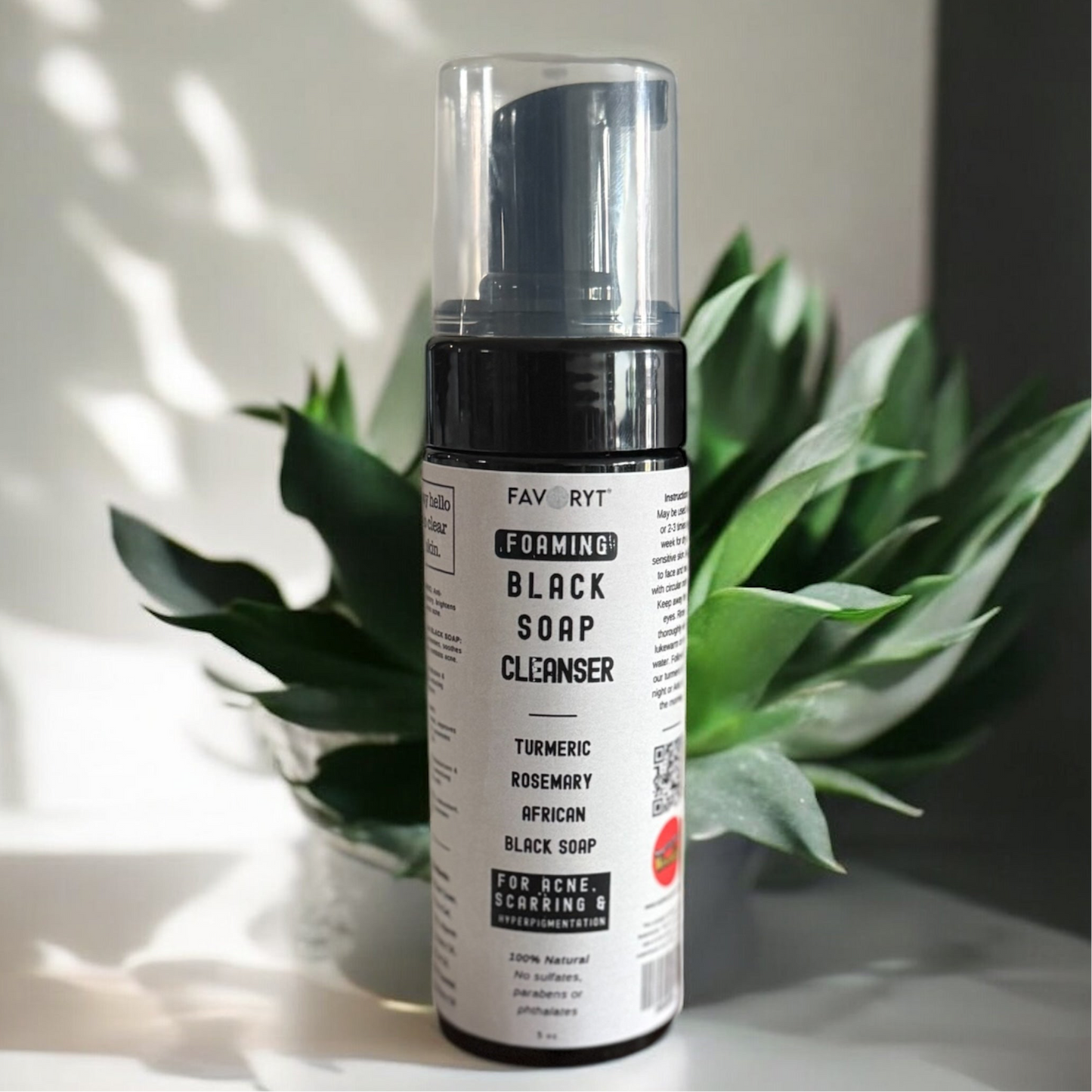 African Black Foaming Cleanser for Deep Cleansing, Acne or Hyperpigmentation with Turmeric and Rosemary