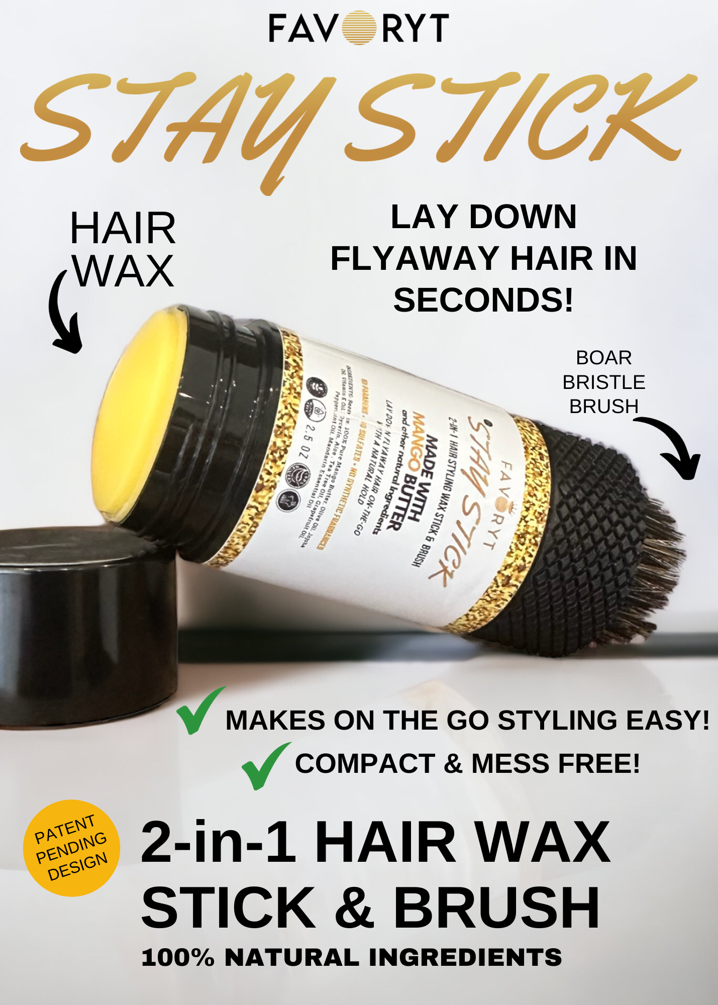 Stay Stick Hair Styling Wax and Brush