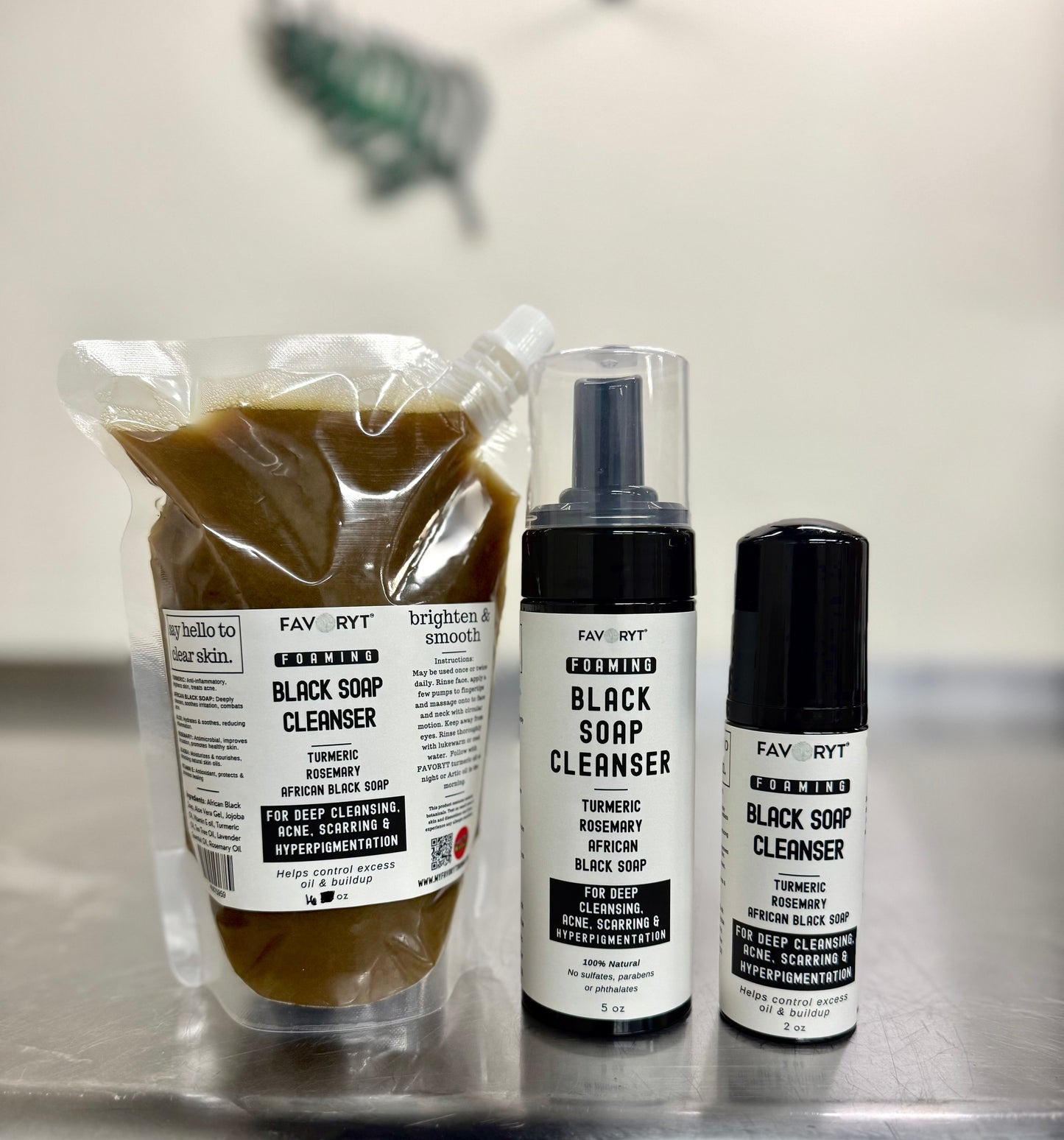 African Black Foaming Cleanser for Deep Cleansing, Acne or Hyperpigmentation with Turmeric and Rosemary