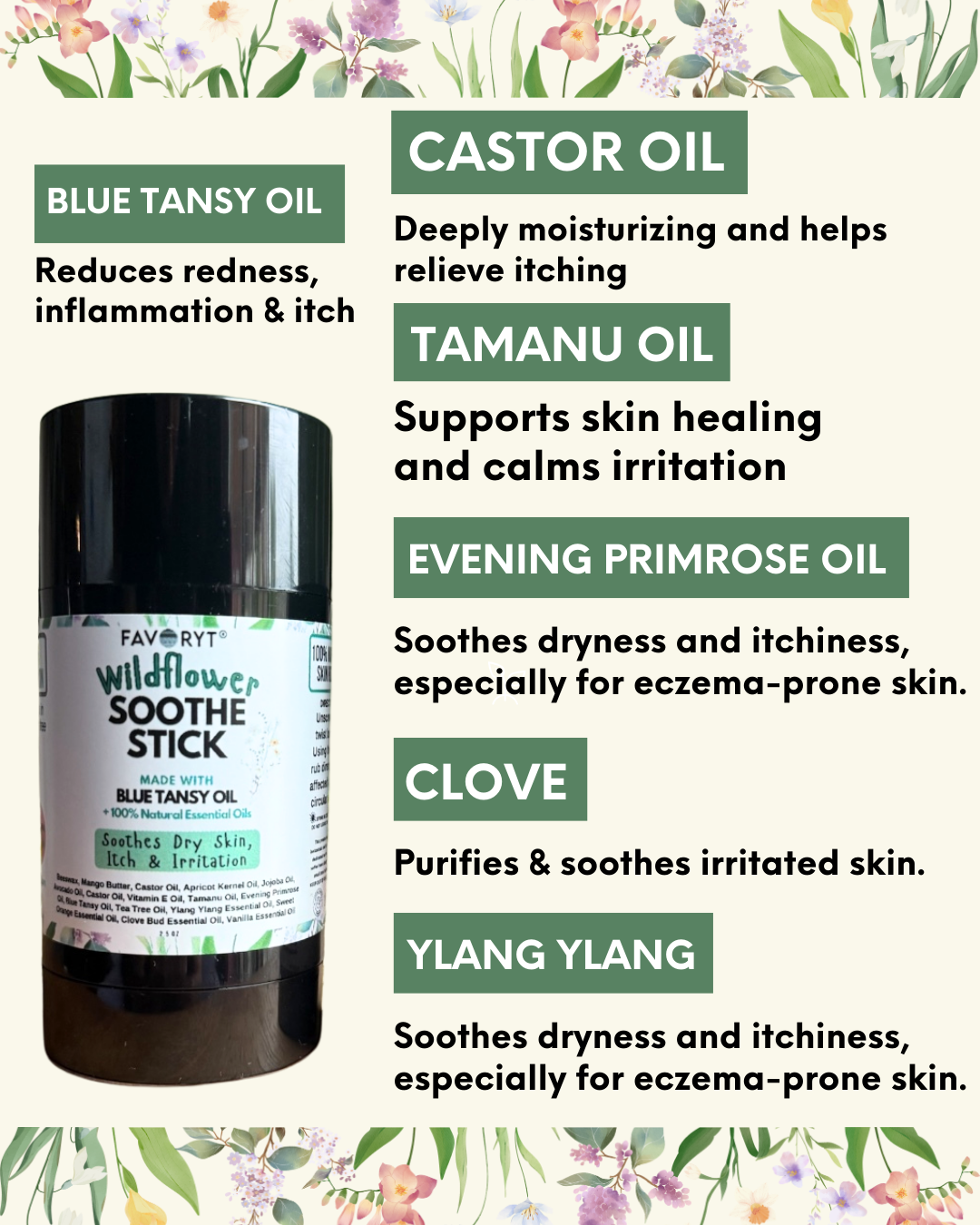 *NEW Wildflower Soothe Stick Skin Balm Stick for Eczema and Dry, Cracked Skin, Soothing effect for itch and irritation