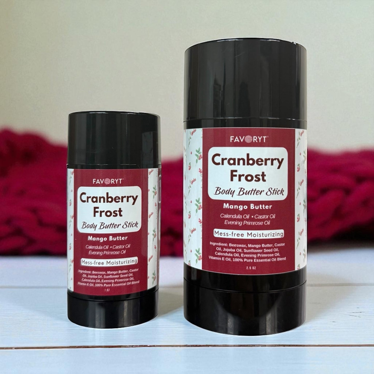 Cranberry Frost Body Butter Stick – Ultra-Moisturizing Natural Winter Skincare for Dry & Sensitive Skin