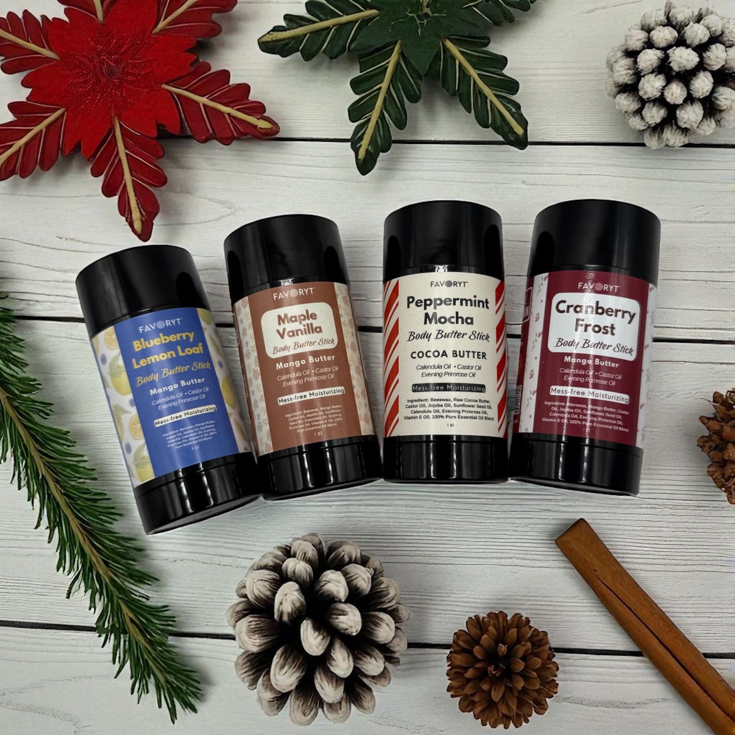 Limited Edition Holiday Body Butter Stick Gift Set – 4 Mini Moisturizers