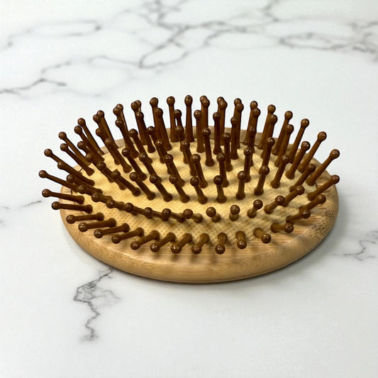 Organic Bamboo Beard & Travel Brush – Eco-Friendly Handheld Detangling Hairbrush