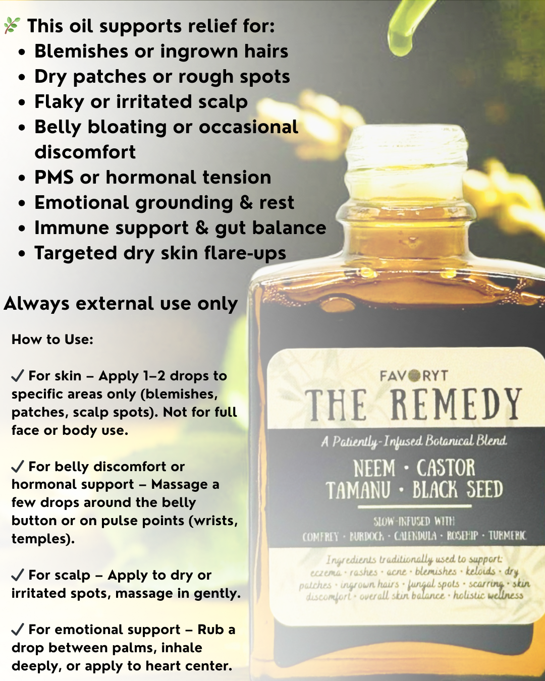 The Remedy – Herbal Wellness Oil for Skin, Scalp & Internal Balance