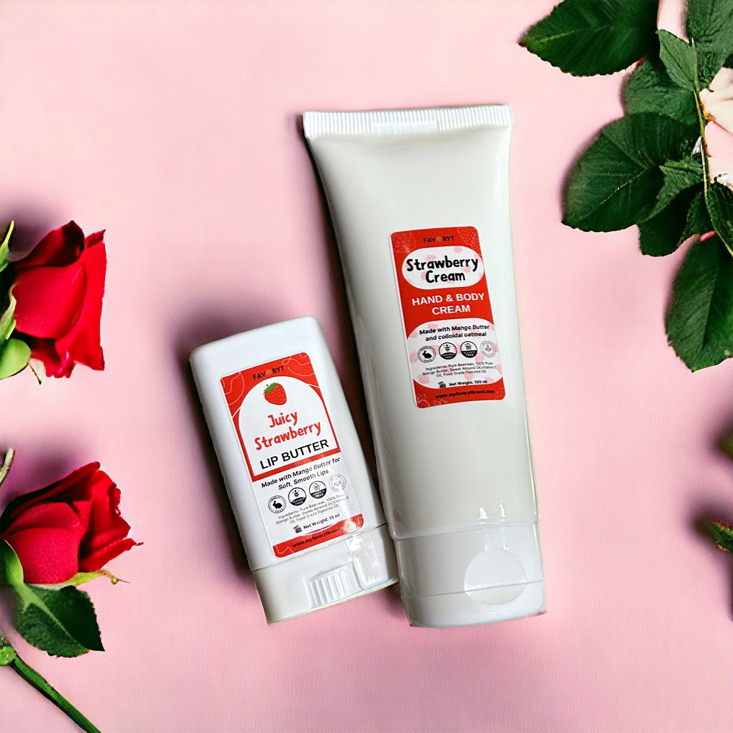 Valentine’s Bundle: Juicy Strawberry Lip Butter & Strawberry Cream Hand and Body Butter