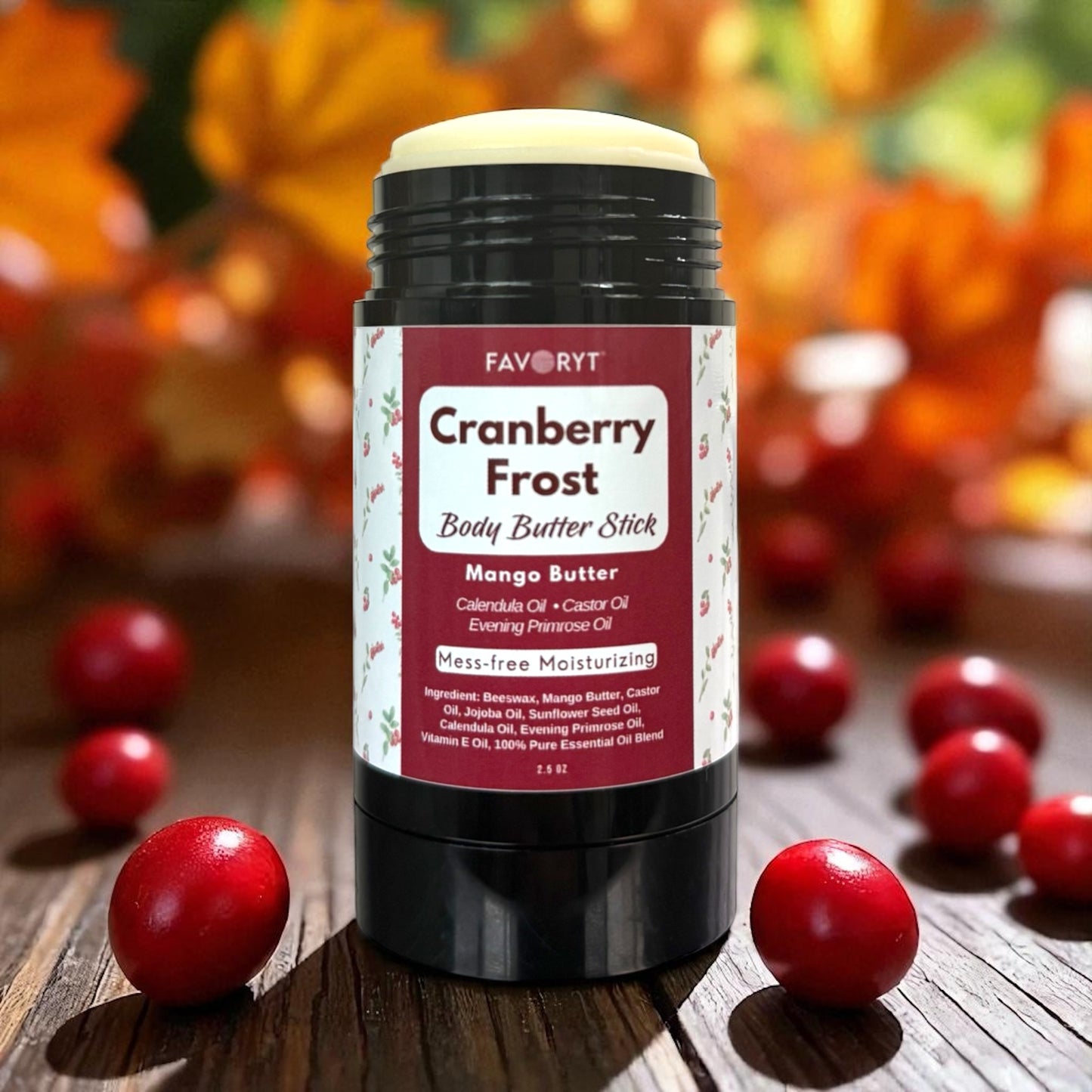 Cranberry Frost Body Butter Stick – Ultra-Moisturizing Natural Winter Skincare for Dry & Sensitive Skin