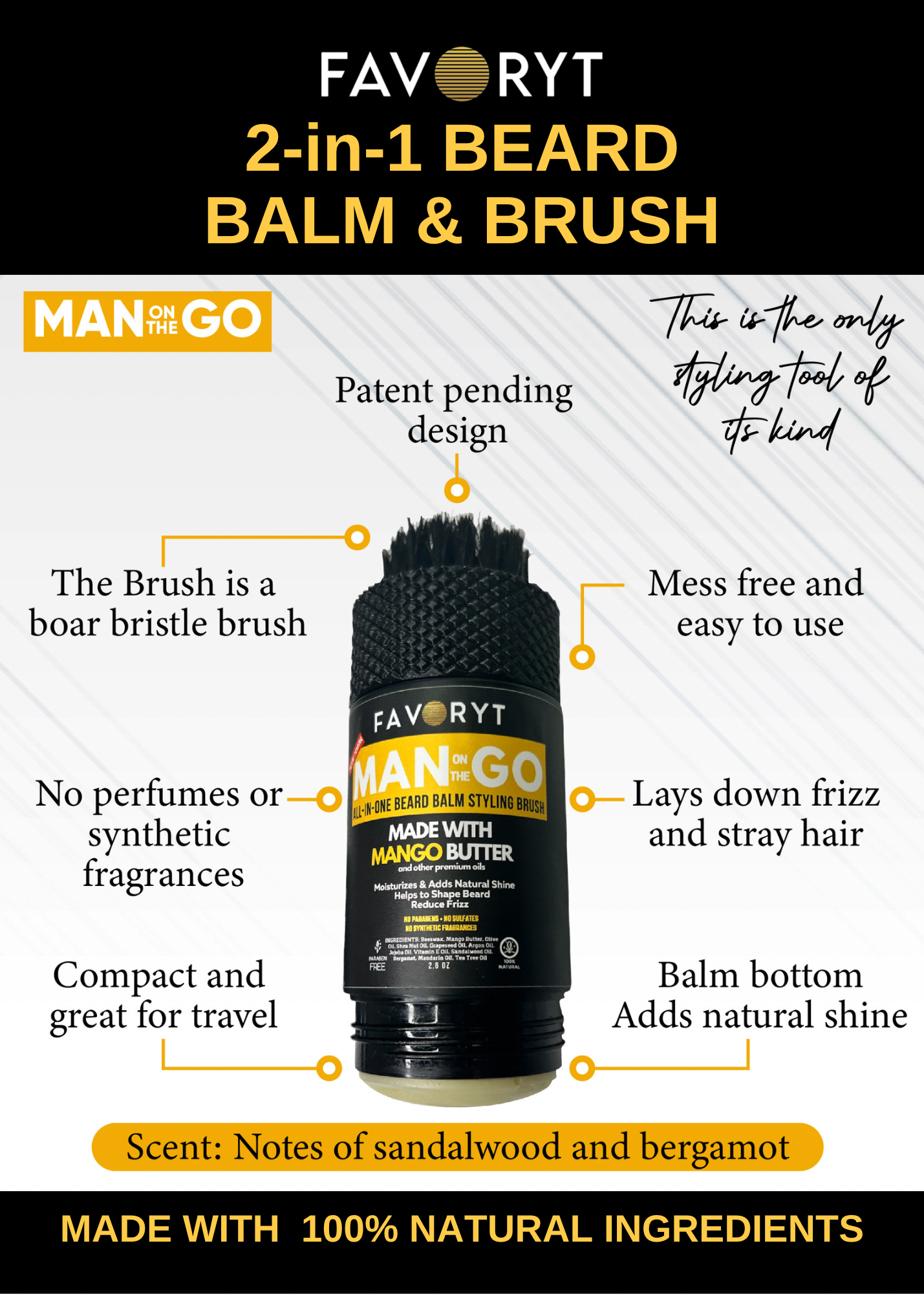 Man on the Go Beard Styling Balm and Brush
