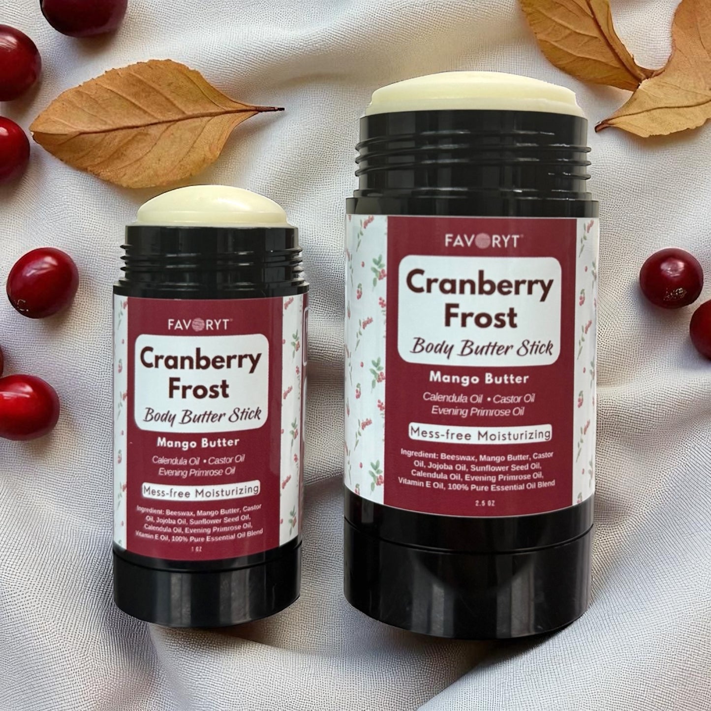 Cranberry Frost Body Butter Stick – Ultra-Moisturizing Natural Winter Skincare for Dry & Sensitive Skin