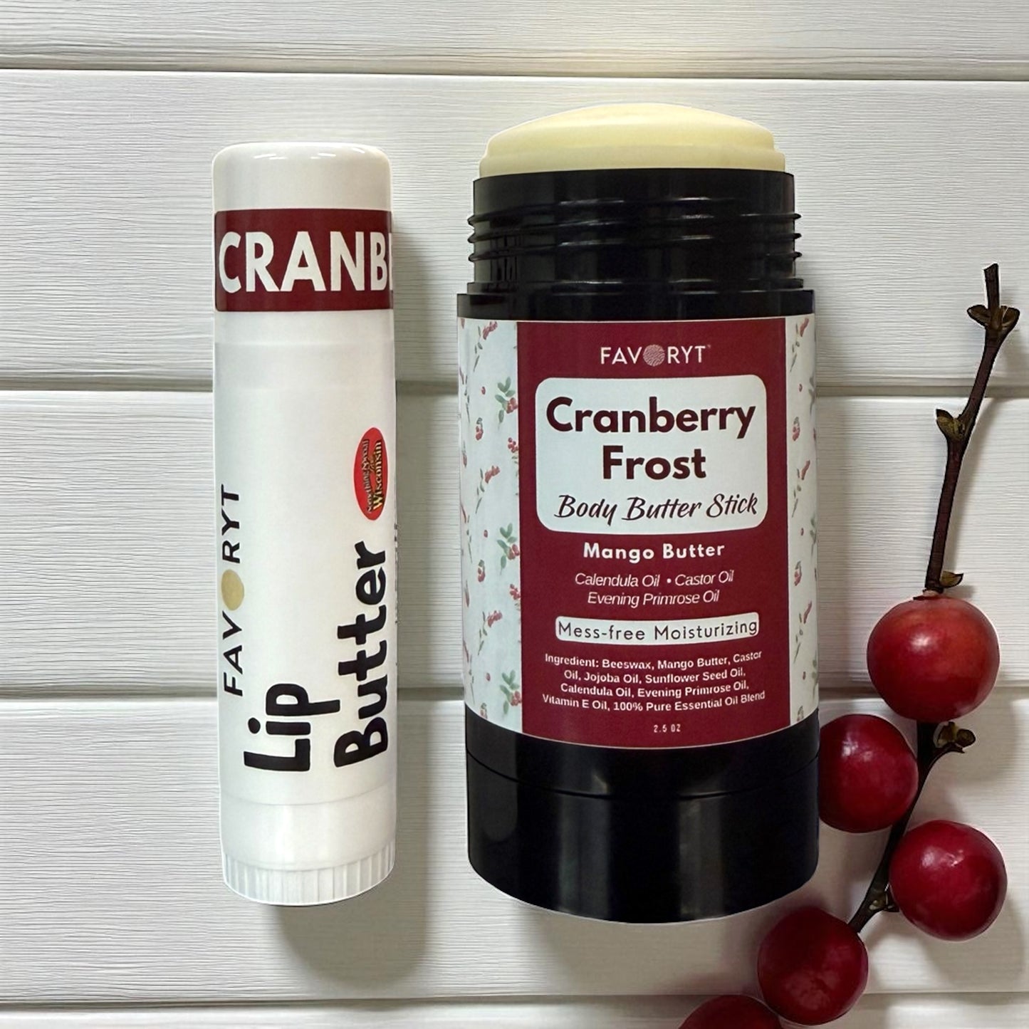 Cranberry Frost Body Butter Stick – Ultra-Moisturizing Natural Winter Skincare for Dry & Sensitive Skin