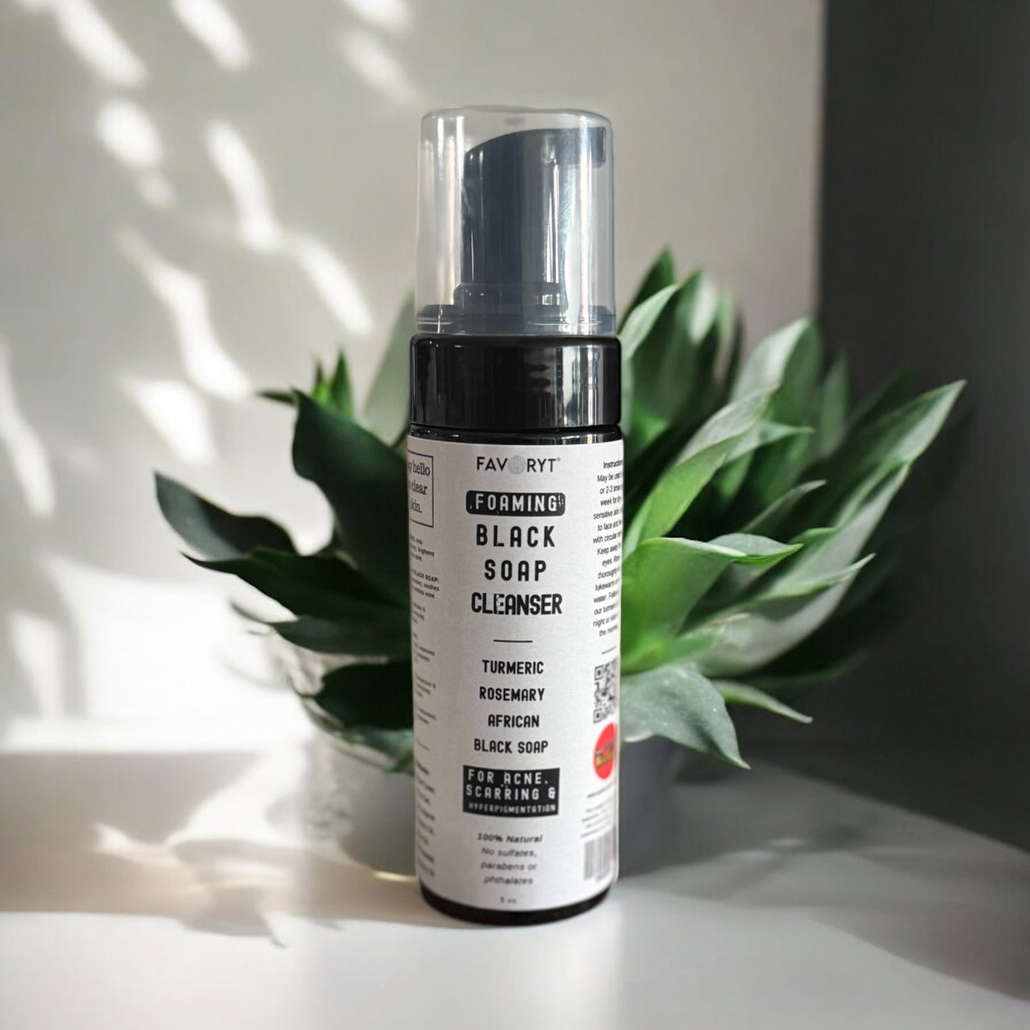 African Black Foaming Cleanser for Deep Cleansing, Acne or Hyperpigmentation with Turmeric and Rosemary