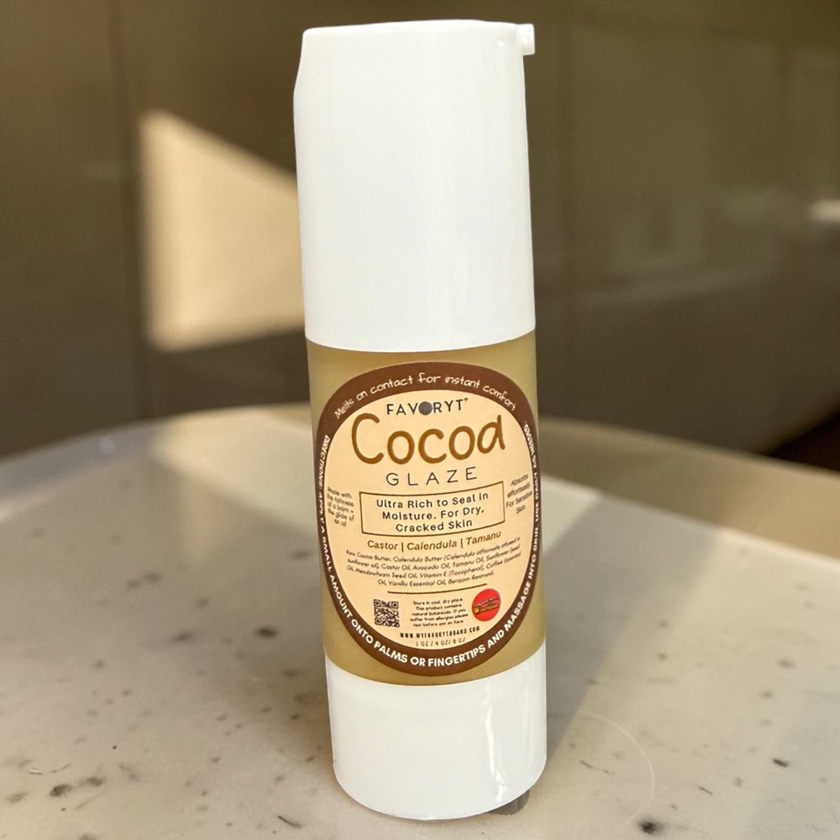 Cocoa Glaze – Natural Cocoa Butter Balm for Dry Skin | Petroleum-Free Moisturizer for Face & Body | Sensitive Skin Safe