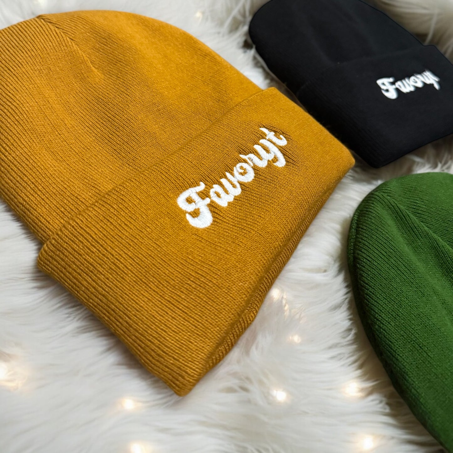 Satin-Lined, Embroidered FAVORYT Beanie Hats