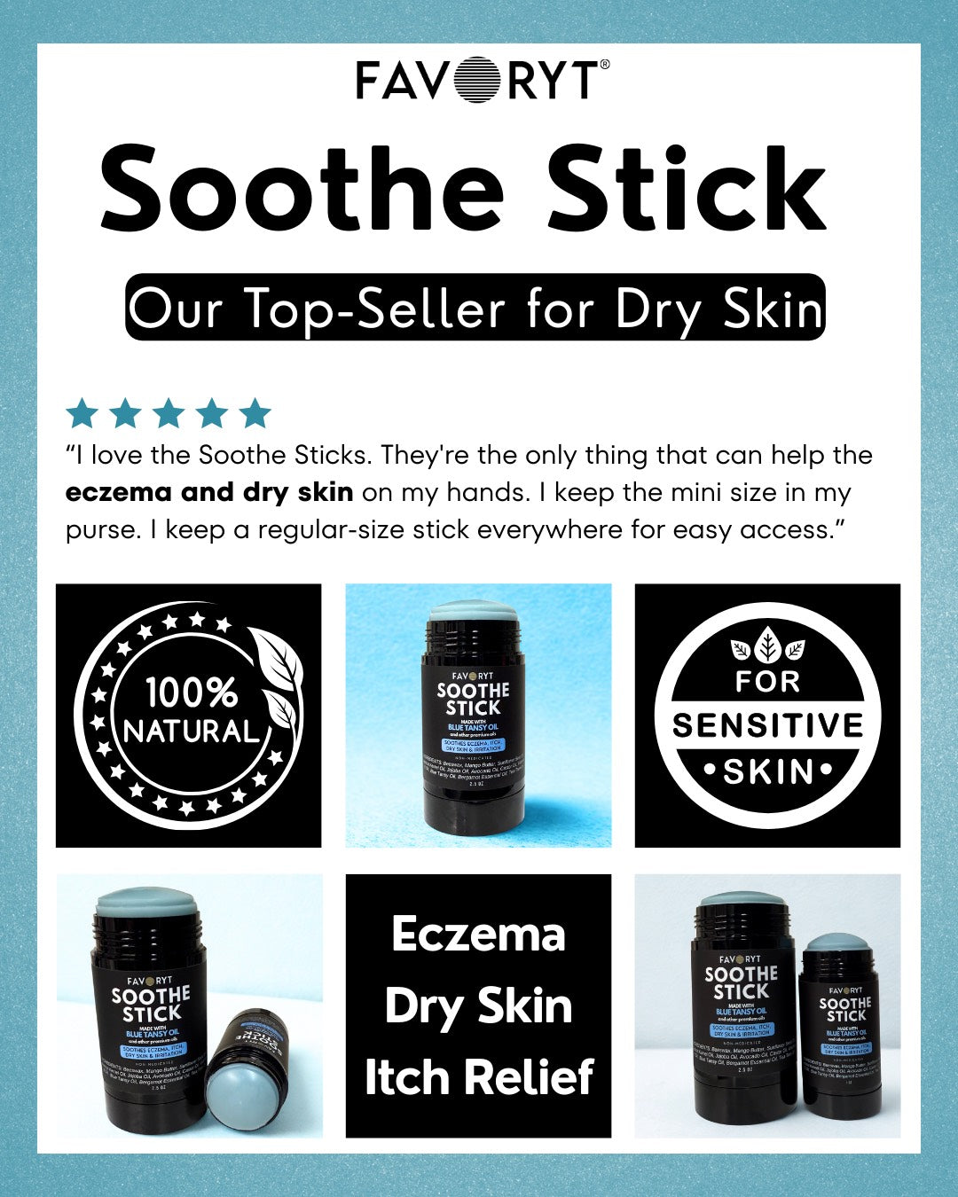Soothe Stick Skin Balm Stick for Eczema and Dry, Cracked Skin, Soothing effect for itch and irritation
