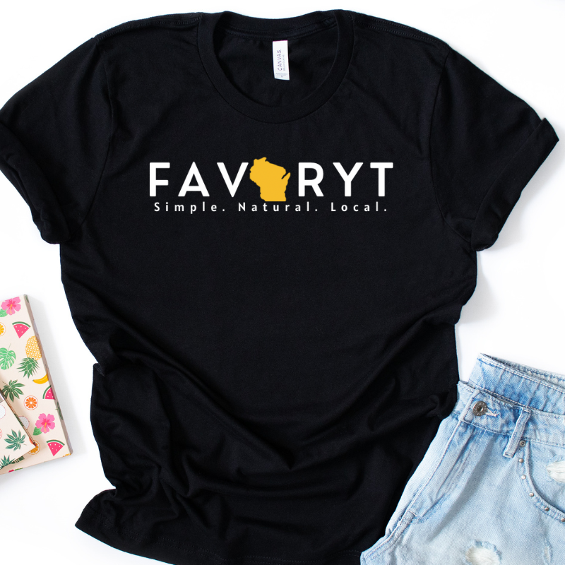 FAVORYT Simple Natural Local Wisconsin Black Unisex Tee - FAVORYT BRAND
